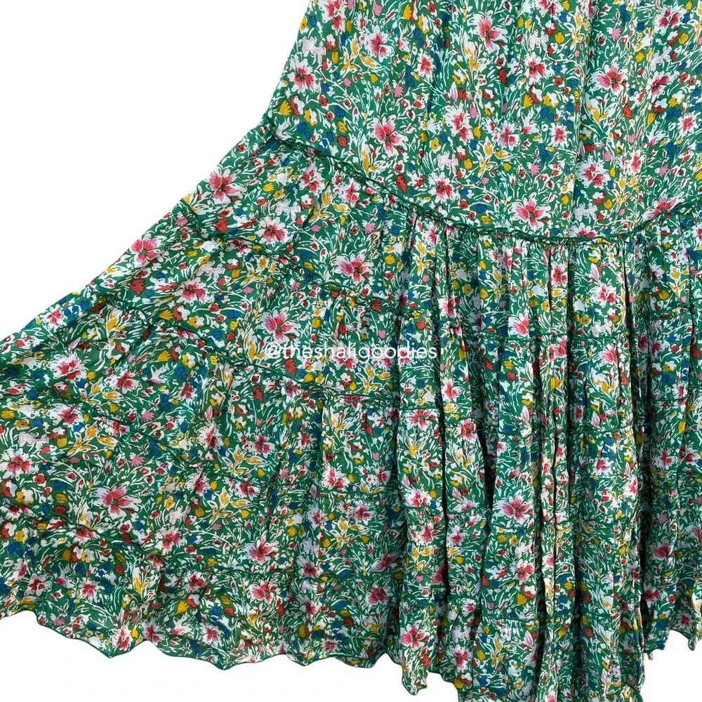 🚫SOLD🚫POUPETTE ST BARTH Soledad Midi Dress Green Floral Maxi - Picture 6 of 7